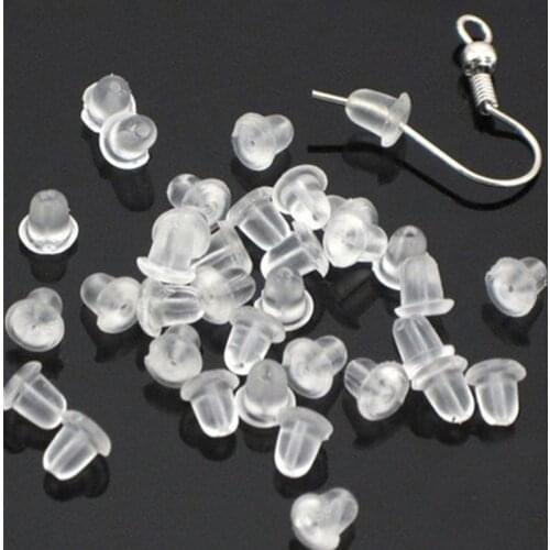 500pcs Clear Earring Backs Soft Silicone Rubber Prevent Allergy Safety Bullet Stopper Rubber Jewelry Accessories Ear Plug Nuts