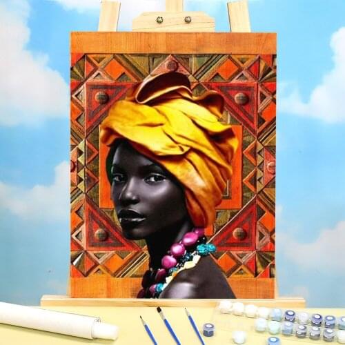 African Woman DIY Paint By Numbers Complete Kit Acrylic Paints 50*70 Painting On Canvas Decoration For Kids Wholesale Art
