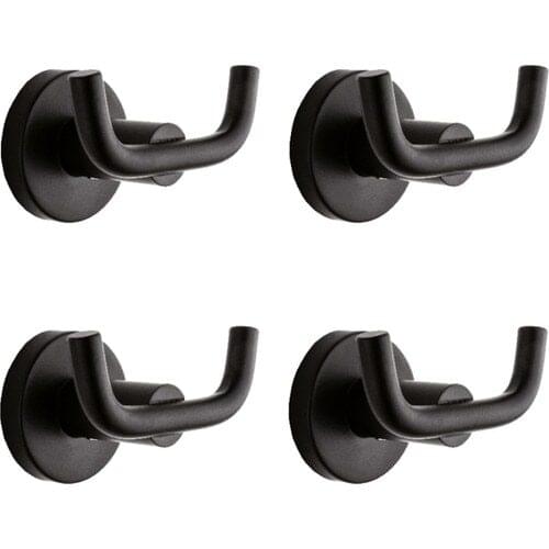 Ahlez Mira Black Dual Bathrobe Robe Hook 4 Pcs