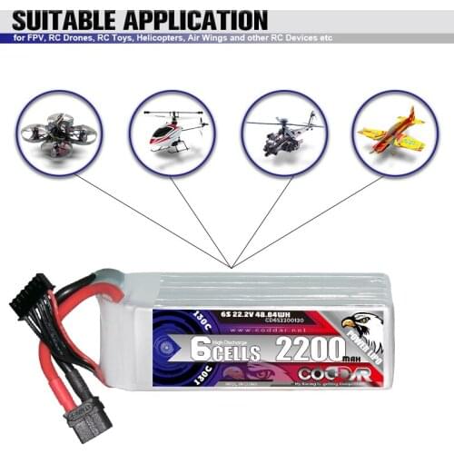 CODDAR 2200mAh 130C 22.2V 6S Lipo Battery For Trex 450 Fixed-Wing Helicopter Quadcopter Airplane BetaFPV Rc Car Parts