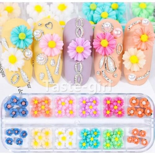 New arrival 60PCS fake nails accessories sweet 3D nail art decorations rhinestones flower manicure supplies tool heart star