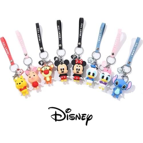 Mickey Mouse Keychain Disney Anime Figure PVC Purse Accessories Small Gift Bags Pendant Woman Keychains Cute Minnie