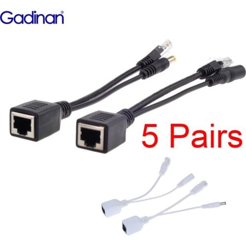 GADINAN 10pcs(5pairs) POE Adapter Switch Cable Screened POE Splitter Injector Power supply 12-48V Synthesizer Separator Combiner