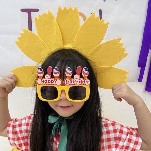 Ins Kids Birthday Party Headwear Baby Shower Birthday Red Sun Flower Hair band 1pc