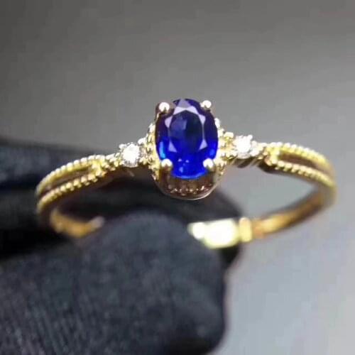 Blue sapphire ring Free shipping Natural real blue sapphire 925 sterling silver 4*5mm gemstone Fine jewelry