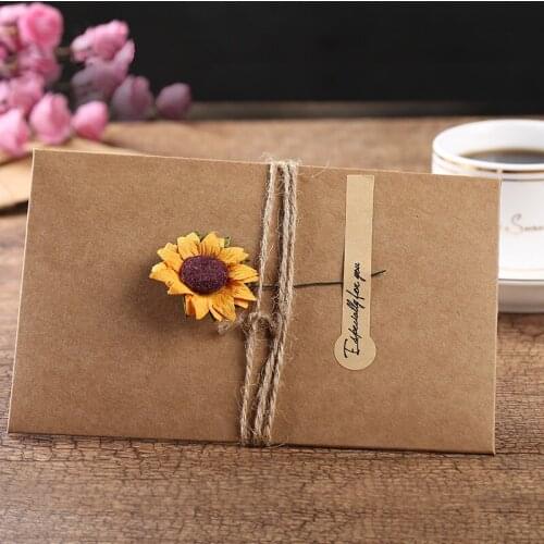 Creative retro kraft paper card/Simulation Paper Flower Greeting Card/Personality DIY blessing greeting cardHoliday General