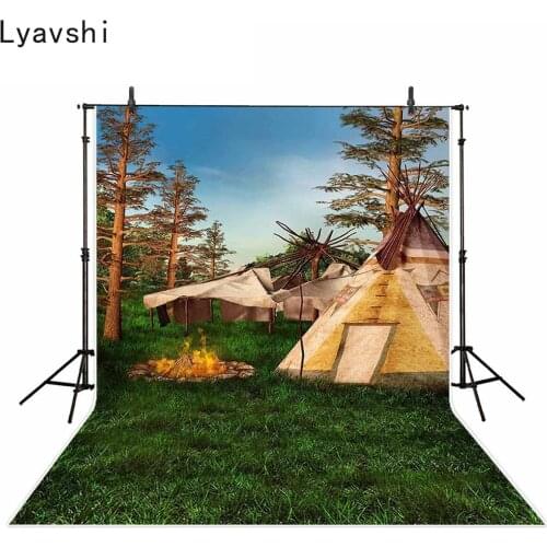 Lyavshi backdrops photography studio spring camp forest tent bonfire woodland photo background photography backdrops