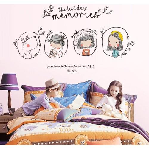 Baby Girls Room Cute Hand-Painted Avatar Wall Stickers about Memory Cartoon Sticker Diy Custom Kindergarten Childrens Room
