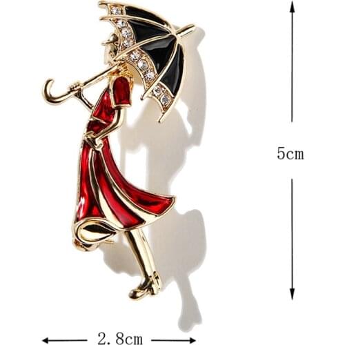 Fashion Girl Wearing Umbrella Brooches For Enamel Cartoon Brooch Pins Womens Jewelry Accessories Broach