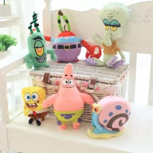 Cartoon anime peripheral Spongebob Squarepants Patrick Eugene H. Krabs Gary Plush Dolls kawaii room decor collection Kids Toys