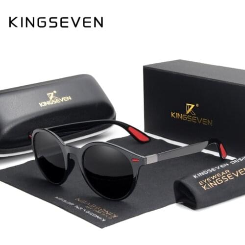 KINGSEVEN DESIGN Mens Glasses Round Polarized Sunglasses for Men and Women TR90 Vintage Unisex Goggles Oculos De Sol