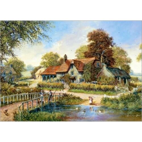 Embroidery Counted Cross Stitch Kits Needlework - Crafts 14 ct DMC DIY Arts Handmade Decor - The Old Bridge