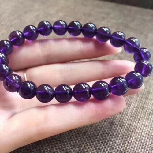 Natural 10mm Purple Jade Round Gemstone Beads Stretchy Bangle Bracelet 7.5