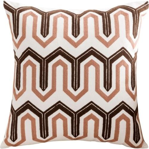 Modern Simple Cotton Linen Embroidery Pillow Cover Geometric Embroidery Cushion Cover Sofa Bed Pillowcase 45*45cm Home Decor