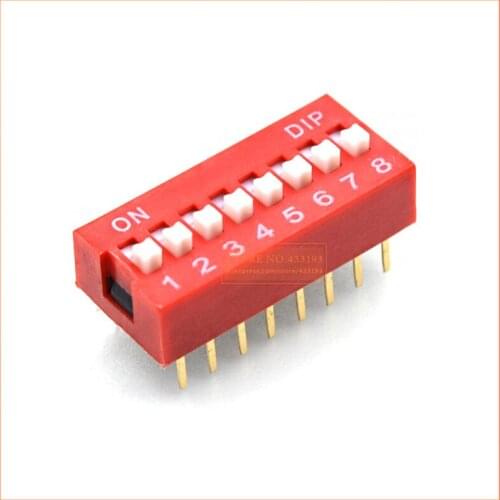 NEW DP-8P 20pcs/lot red Direct dial code switch DIP switch 2.54MM DS pitch Side