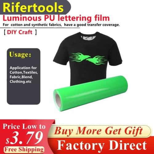 Wholesale Glow In Dark PU Lettering Film T-shirt Luminous Heat Press Machine Vinyl Thermal Transfer Film For Textiles Clothing