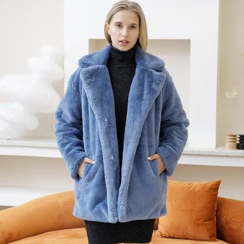 Women New Mink Cotton Coats Faux Fur Thick Warm Outerwear Fake Fur Casual Oversized Loose Jackets Manteau Female