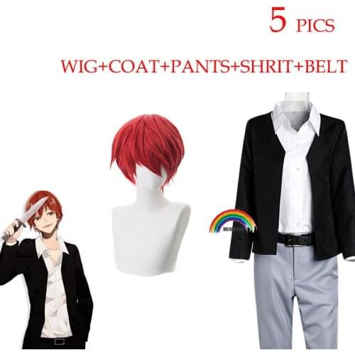 Anime Assassination Classroom Akabane Karma Short Wig Cosplay Costume Hair Party Men Cosplay Wigs Suit Coat 5PICS