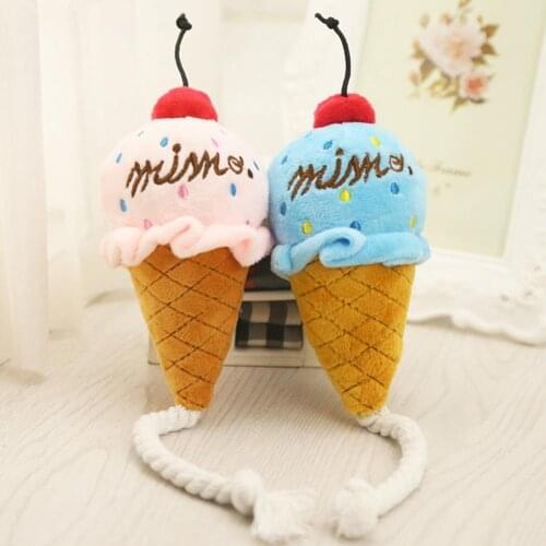 Puppy Plush Squeak Pet Chew Ice Cream Cone Soft Sound Toys Squeaky Dogs Puppy Molar Bite Chew Toys to Clean Teeth Supplies