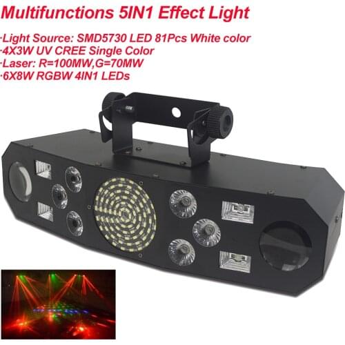 Professional 5IN1 Pattern Effect RGBW Audio Star Whirlwind Laser Projector Stage Disco DJ Club Bar KTV Family Party Light Show