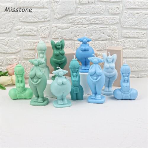 Plump African Female Naked Busty Body Silicone Candles Mold Chubby Women Torso Big Breast Design Scented Human Statue