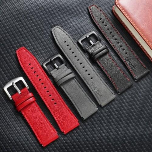 CICIDD Genuine Leather Watchband For Huawei Watch GT2e Pro Butterfly Buckle Lichee Pattern Cowhide Wristband 22mm Black Red
