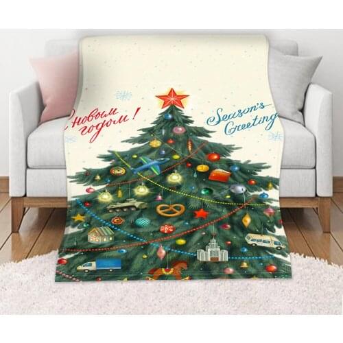 Christmas Trees Fleece Throw Blanket Lightweight Super Soft Cozy Merry Christmas Blanket For Bed Couch Sofa Decor 59x86 Inches