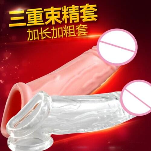 Silicone Penis Spike Braces Penis Male Enlargement Time Delay Spike Clit Massager Cover Crystal Clear Condoms Adult Sex Toy