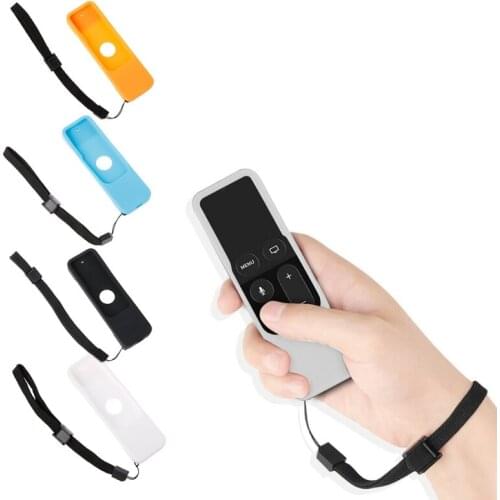 Silicone Protective Case Cover Skin Sleeve with Lanyard Strap for Apple TV 4th Generation 4 Gen Siri Remote Controller