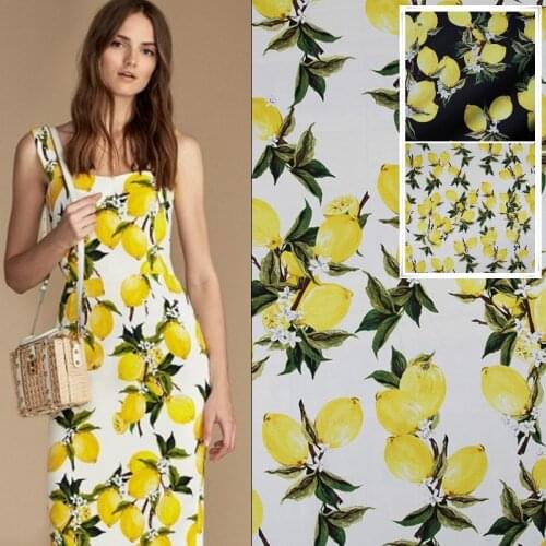 Natural Organic Cotton Lemon Printed Fabric Parent-child Clothing Shirt Children Fabrics Cloth Per Meter for Dress Home Textile