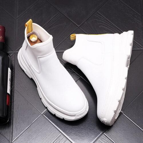 ERRFC New Arrival Fashion Mens White Casual Comfort Shoes High Top Black British Slip On Trending Leisure Platform Flats 38-43