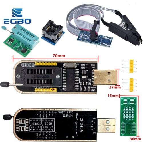 EGBO CH341A 24 25 Series EEPROM Flash BIOS USB Programmer Module + SOIC8 SOP8 Test Clip For EEPROM 93CXX / 25CXX / 24CXX