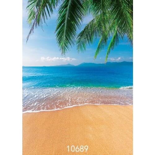 Vinyl Backgrounds for Photography Computer Printed Beach Palm Tree Waves Photo Backdrops Photocall for Holiday Children Baby