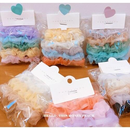 3PC Sweet Girls Snow Yarn Organza Large Intestine Ponytail Hair Circle lovely Cloth Art Womens Hair Accessories HeadWear