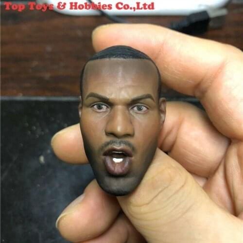 1/6 Scale Male Head Carving LeBron James Roaring Head Sculpt Carved Model F 12" Black Skin Action Figure Body