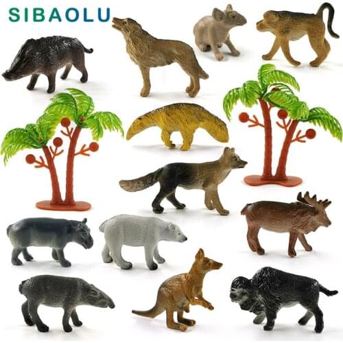 12pcs Boar Wolf Monkey Anteater Fox Kangaroo Hippo Bear Deer Model Diy Home Decor Miniature Fairy Garden Decoration Accessories