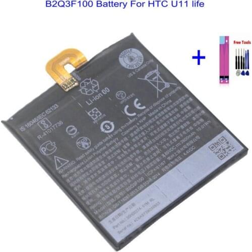 1x 2600mAh / 10.01Wh B2Q3F100 Phone Replacement Battery For HTC U11 life U11life (Not for U11) Batterie + Repair Tool Kits