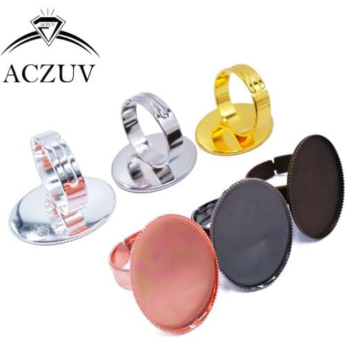 200pcs Copper Metal 13x18mm 18x25mm 30x40mm Oval Teeth Bezel Adjustable Ring Blank Ring Base Cabochon Settings TOR001