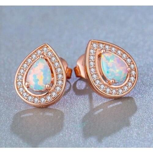 2019 new fashion jewelry rose gold color water drop shape natural stone earrings best choice for womens party dance