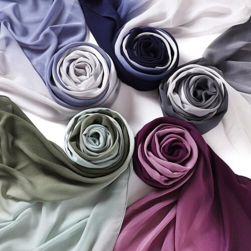 2021 Muslim Gradient Color Hijab Long Crinkle Shawl Plain Soft Headscarf Wraps For Lady 16 COLOR for Choose
