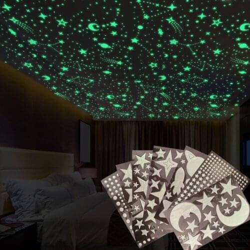 3D Bubble Stars Dots Luminous Wall Stickers DIY Bedroom Kids Room Decal Glow in Dark Fluorescent Home Decoration YT1