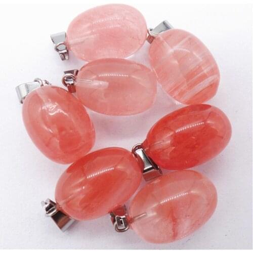 50Pcs 20x12mm Wholesale Red Cherry Quartz Oval Pendant Bead DIY Earrings Jewelry Accessories S626