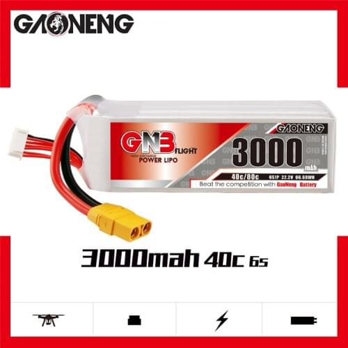 GAONENG GNB 3000mAh 22.2V 6S 40C/80C Lipo Battery With T/XT60/XT90 Plug For RC Helicopter Quadcopter FPV Racing Drone Parts