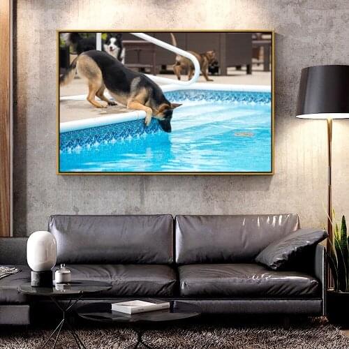 Artcozy Oil Canvas Painting german shepherd For Home Decoration Wall Art