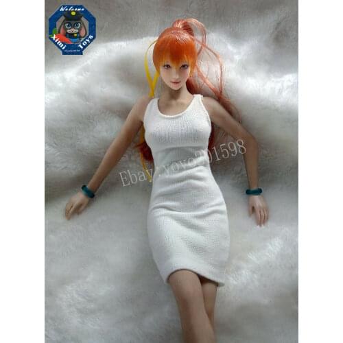 Custom White 1:6 Female Clothing Dress For 12" Phicen Women Seamless Body Doll