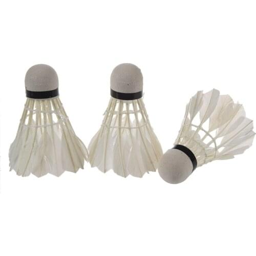 White Goose Feather Badminton Shuttlecock 3Pcs W Carboard Cylinder