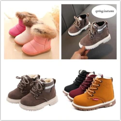 Girls Snow Boots Winter Warm Fashion Boots Children Rabbit Fur Soft Bottom Toddlers Cotton Shoes White