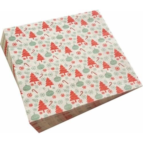 20pcs Xmas Trees Paper Napkin Christmas Paper Toilet Tissue Merry Christmas Party Disposable Tableware Serviettes Decoupage