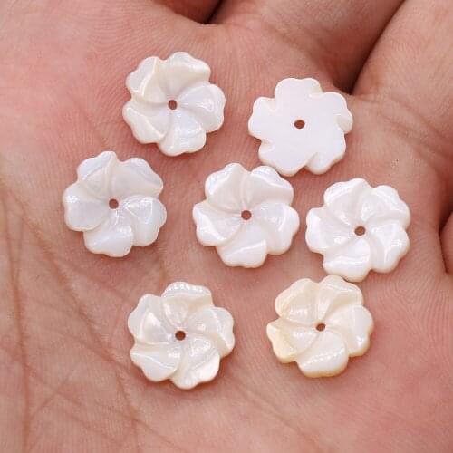 4pcs Natural Freshwater Flower Mother of Pearl Shell White Shell Beads for Jewelry Making Necklace Bracelet Gift 10x10 12x12mm