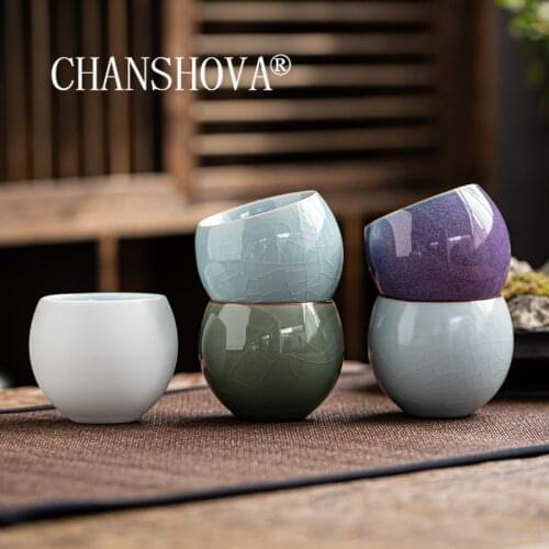 CHANSHOVA 120ml Traditional Chinese Style Crackle Kiln change Ceramic tea cup Coffee Cup China Ru Kiln Porcelain Tea set H496